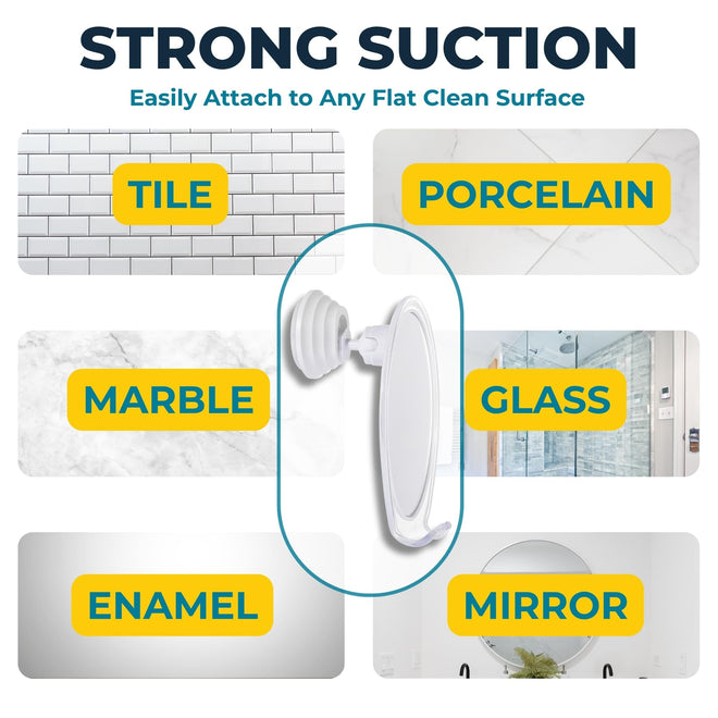 HONEYBULL Fogless Shower Mirror with Suction Mount & Swivel – Anti-Fog Acrylic Bathroom Mirror for Shaving – Built-in Razor Holder, Easy Install, Home Shower Accessory (White) 🍁 All In One Marketplace Canada