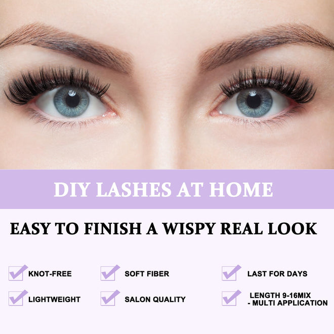 B&Qaugen Lash Clusters 280 Pcs 40D-0.07D-9-16MIX B&Q LASH Individual Lashes 10D 20D 30D 40D 50D Cluster Lashes C D Curl Eyelash Clusters Soft Volume DIY Lash Extensions at Home (40D-0.07D,9-16MIX) 🍁 All In One Marketplace Canada