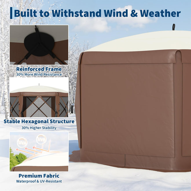 Garvee 13x13 Pop Up Gazebo, 6 Wind Panels, Instant Setup, Full Mesh, Khaki 🍁 All In One Marketplace Canada