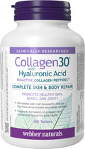 Webber Naturals Collagen30 with Hyaluronic Acid, Bioactive Collagen Peptides, 180 Tablets, Helps Reduce Joint Pain, Eye Wrinkles and Fine Facial Line 🍁 All In One Marketplace Canada