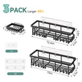 Veken Large Capacity Shower Caddy 3-Pack, No Drilling Adhesive Rack with Soap Holder, Rustproof & Waterproof Shelves, Bathroom Organizers and Storage, Wall-Mounted Kitchen & Home Decor, Black 🍁 All In One Marketplace Canada