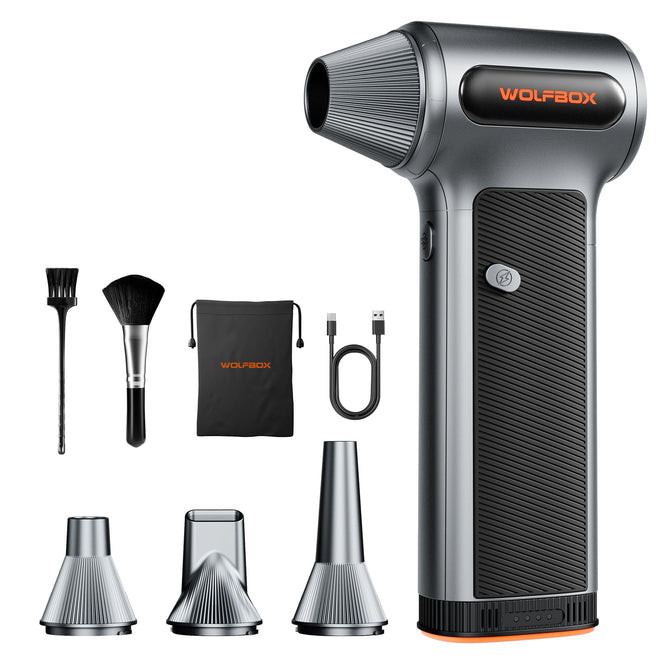 WOLFBOX MF200 Electric Air Duster with Removable Battery & 4 Nozzles, Cordless 3-Speed Adjustable Mini Blower for Computer Keyboard, Car Cleaning, Home, and Outdoor Use 🍁 All In One Marketplace Canada