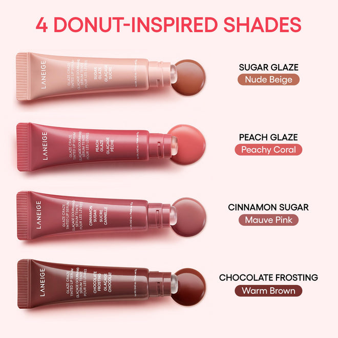 LANEIGE Glaze Craze Tinted Lip Serum, Cinnamon Sugar: Hydrating Lip Serum for Glossy, Nourished Lips with Plumping Polypeptides 🍁 All In One Marketplace Canada