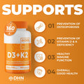VITAMIN D3 K2 (MK-7) VEGAN | HIGH POTENCY•VALUE SIZE | Supports Prevention of Osteoporosis & Heart Calcification | Immune, Bone & Heart Health Supplement | Canadian Made Vitamin D3 Vitamin K2 🍁 All In One Marketplace Canada