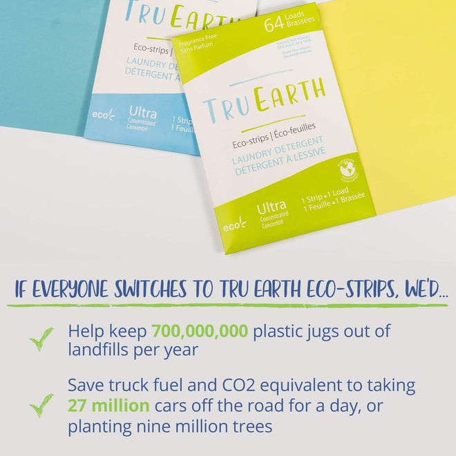 Tru Earth Compact Dry Laundry Detergent Sheets - Up to 128 Loads (64 Sheets) - Paraben-Free - Original Eco-Strip Liquidless Laundry Detergent, Laundry Sheets - Fresh Linen 🍁 All In One Marketplace Canada
