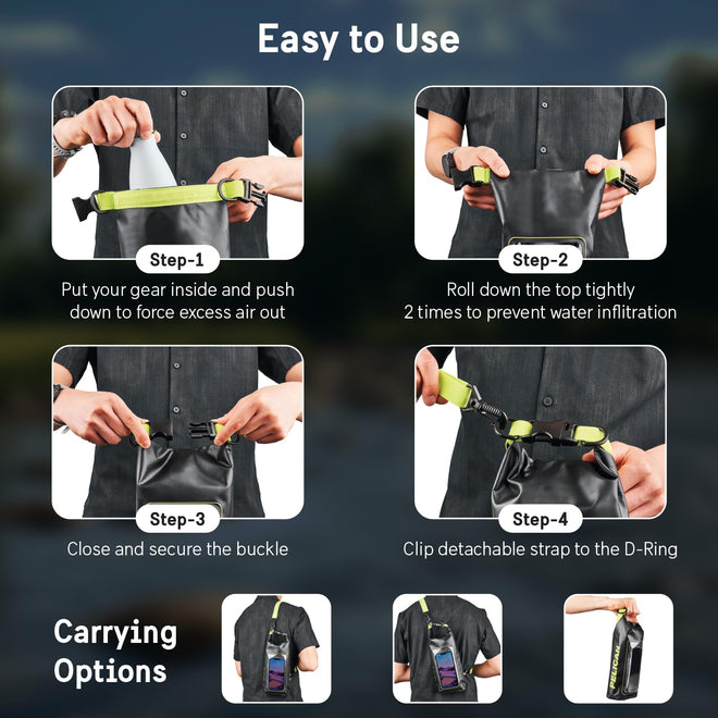 Pelican Marine IP68 Waterproof Dry Bag 2L w/Phone Pouch/Case - Black/Yellow 🍁 All In One Marketplace Canada