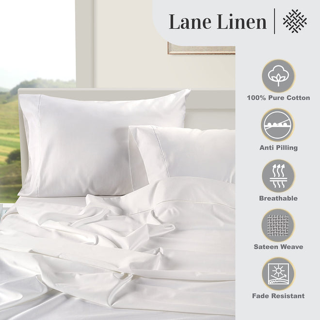 100% Egyptian Cotton Queen Sheets - 1000 Thread Count White Bed Sheets for Queen Size Bed, Long Staple Cotton Bedding Sheets, Sateen Weave, Luxury Hotel Sheets, Fits 17" Mattress 🍁 All In One Marketplace Canada