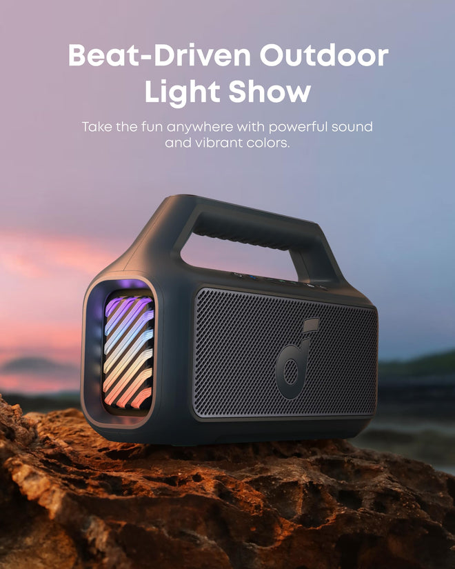 soundcore Boom 2 Outdoor Speaker, 80W, Subwoofer, BassUp 2.0, 24H Playtime, IPX7 Waterproof, Floatable, RGB Lights, USB-C, Custom EQ, Bluetooth 6.0, Portable, Camping, Beach, and Backyard-Blue 🍁 All In One Marketplace Canada