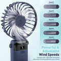 Portable Handheld Fan Rechargeable Small Fan 5 Speeds with Lanyard and Base USB Desk Fan Foldable Quiet Personal Fan with LED Display for Office, Home, Travel, Outdoor 🍁 All In One Marketplace Canada