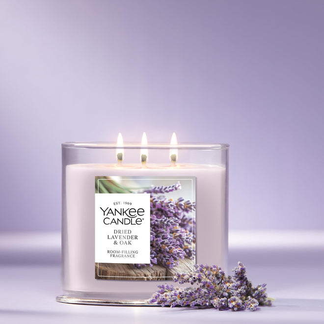 Yankee Candle 3 Wick Candle Jar, Scented Candle with up to 40 Hours of Burn Time, Premium Plant Wax Blend for Consistent Long Lasting Scent from First to Last Burn, Dried Lavender & Oak 🍁 All In One Marketplace Canada