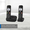 Panasonic Cordless Phone, Easy to Use with Large Display and Big Buttons, Flashing Favourites Key, Call Block, 2 Cordless Handsets - KX-TGU122CB (Black) 🍁 All In One Marketplace Canada