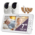 Comfyer BM01 7" HD Split-Screen Baby Monitor with 2 Cameras, Video Baby Monitor with Camera and Audio, Flexible Bracket, Non-WiFi, VOX Mode, 2 Way Audio, Remote PTZ, Auto Night Vision 🍁 All In One Marketplace Canada