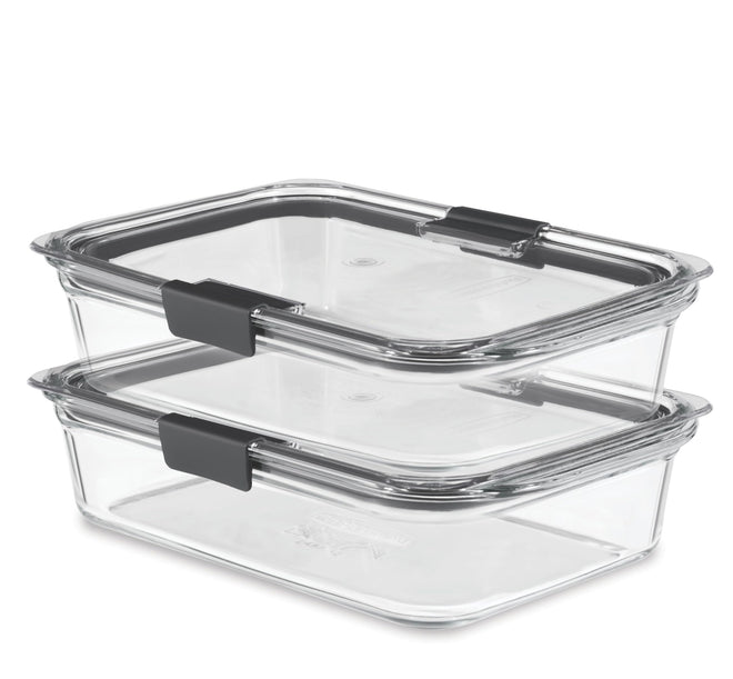 Rubbermaid 2118315 Brilliance Glass Storage 8-Cup Food Containers with Lids, 2-Pack (4 Pieces Total), BPA Free and Leak Proof, Large, Clear 🍁 All In One Marketplace Canada