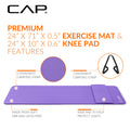 CAP Barbell High Density Exercise Yoga Mat with strap and Knee Pad 71"x24"x1/2" PURPLE 🍁 All In One Marketplace Canada