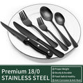 24-Piece Black Silverware Set with Steak Knives, Black Flatware Set for 4, Food-Grade Stainless Steel Tableware Cutlery Set, Mirror Finished Utensil Sets for Home Restaurant 🍁 All In One Marketplace Canada