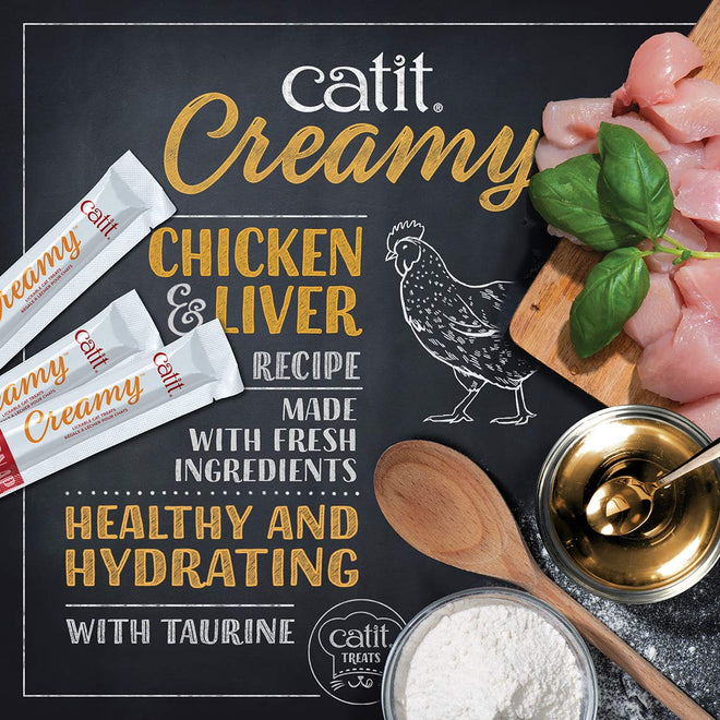 Catit Creamy Cat Treats Lickable, Chicken & Liver Flavor, 50 tubes, Mega Pack, Hand-Fed Lickable Cat Treats, Healthy & Hydrating, Made With Fresh Ingredients, Gaterie Pour Chat 🍁 All In One Marketplace Canada