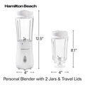 Hamilton Beach Personal Blender for Smoothies & Protein Shakes, Portable Single Serve Blender with 2 Travel Jars & Lids, 14 oz BPA-Free Cups, Stainless Steel Blades, 300W, White, 51102G 🍁 All In One Marketplace Canada