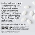 Sports Research® Extra Strength Vegan Biotin 5,000mcg with Organic Coconut Oil - Helps to Maintain Healthy Hair, Nails and Skin - Great for Women & Men - 120 Veggie Softgels 🍁 All In One Marketplace Canada