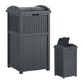 Suncast 33 Gallon Wicker-Style Hideaway Trash Can with Secure Latching Lid and Weather-Resistant Construction for Patio, Cyberspace Grey, Made in the USA 🍁 All In One Marketplace Canada