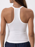 Danysu V Neck Cotton Tank Tops with Built-in Shelf Bra Sleeveless Racerback Fitted Basic Cami Shirts Bright White L 🍁 All In One Marketplace Canada