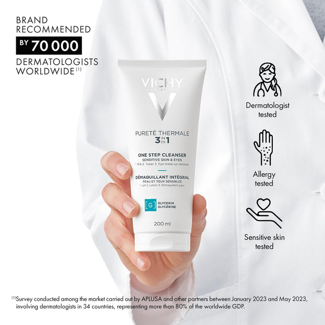 Vichy Gentle Facial Cleanser and Makeup Remover, Purete Thermal 3-in-1 Face Cleanser for Sensitive Skin, Hypoallergenic, Dermatologist Recommended, Paraben-Free, 200mL 🍁 All In One Marketplace Canada