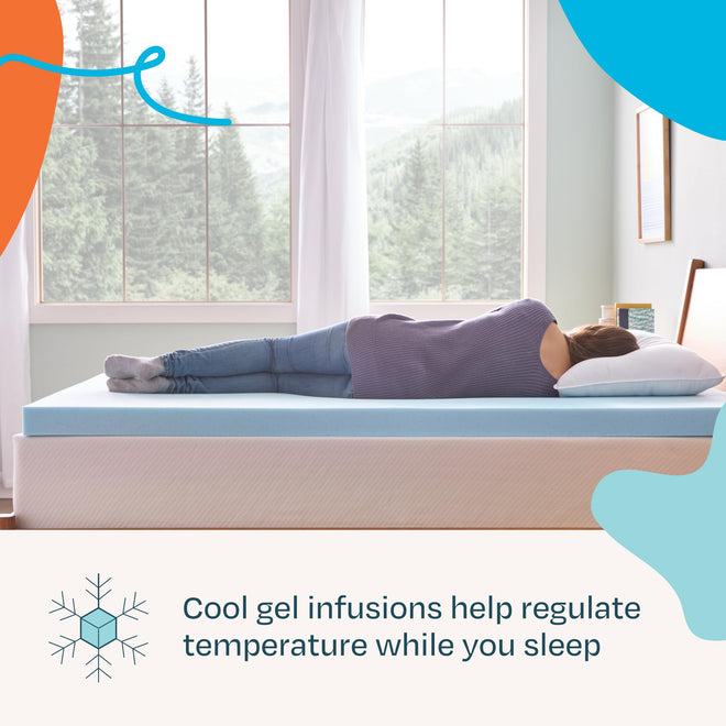 Linenspa 3 Inch Memory Foam Mattress Topper, Gel Infused Queen Mattress Topper, CertiPUR-US Certified 🍁 All In One Marketplace Canada