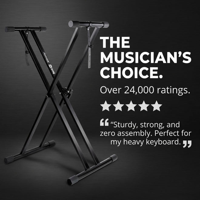 RockJam Xfinity Heavy-Duty, Double-X, Pre-Assembled, Infinitely Adjustable Piano Keyboard Stand with Locking Straps 🍁 All In One Marketplace Canada