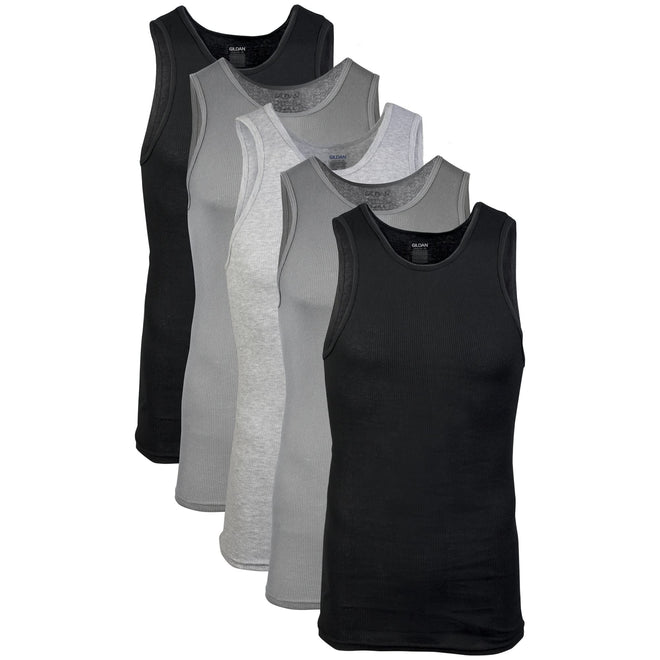 Gildan Men's A-Shirts Tanks Multipack, Grey/Black (5 Pack), XX-Large 🍁 All In One Marketplace Canada