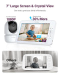 Comfyer BM01 7" HD Split-Screen Baby Monitor with 2 Cameras, Video Baby Monitor with Camera and Audio, Flexible Bracket, Non-WiFi, VOX Mode, 2 Way Audio, Remote PTZ, Auto Night Vision 🍁 All In One Marketplace Canada