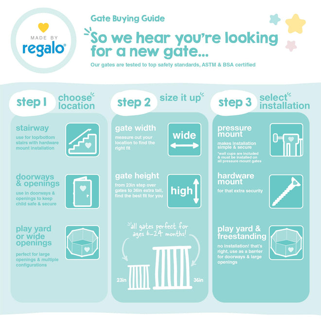 Regalo 2-in-1 Extra Tall Easy Swing Stairway and Hallway Walk Through Baby Gate, Award Winning Brand, 36 Inches Tall, Fits Openings Between 24 to 40.5 Inches,Black 🍁 All In One Marketplace Canada