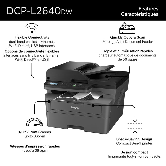 Brother DCP-L2640DW Business Monochrome Multifunction Laser Printer with 700 Prints in-Box 🍁 All In One Marketplace Canada