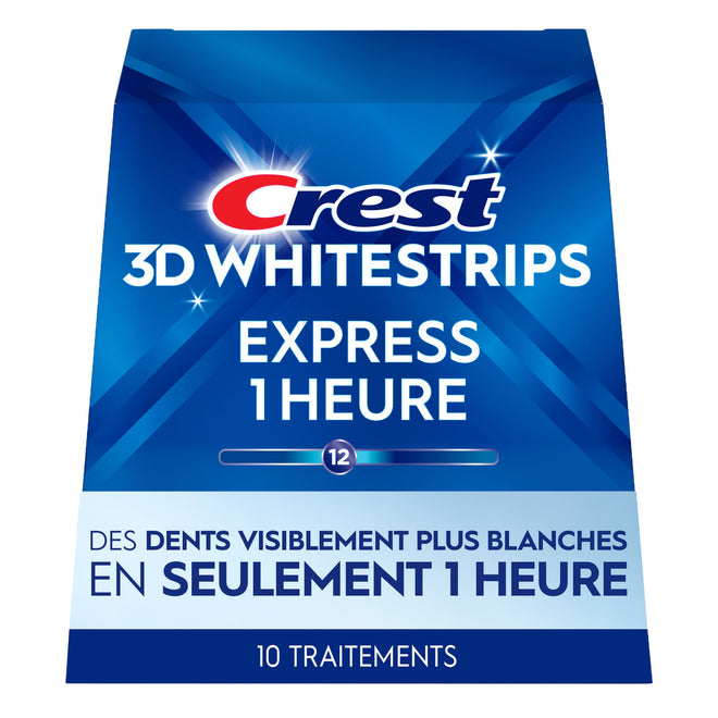 Crest 3D Whitestrips 1-Hour Express At-home Teeth Whitening Kit, 10 Treatments, 12 Levels Whiter for Fast Whitening 🍁 All In One Marketplace Canada