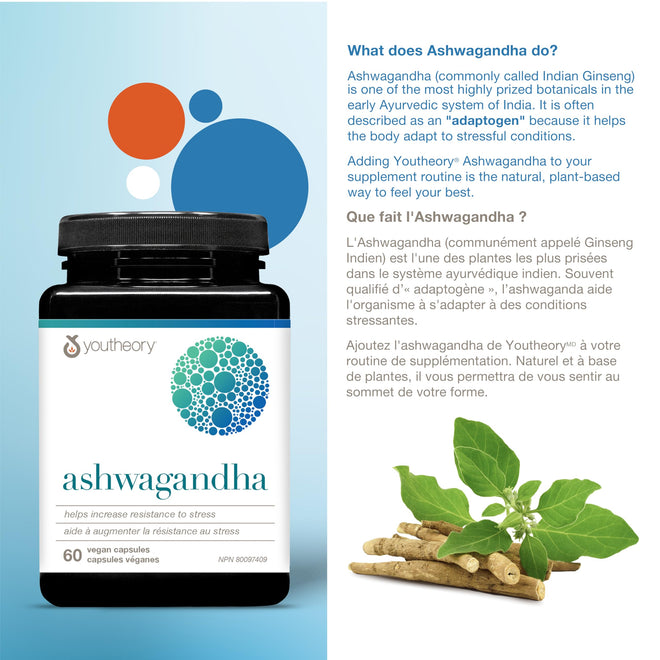 Youtheory Ashwagandha 7,200 mg Per Serving, with Clinically Proven KSM-66 and GingeverGinger to Support the Efficacy of Ashwagandha. Helps Increase Resistance to Stress and Anxiety, Vegan, 60 Capsules 🍁 All In One Marketplace Canada