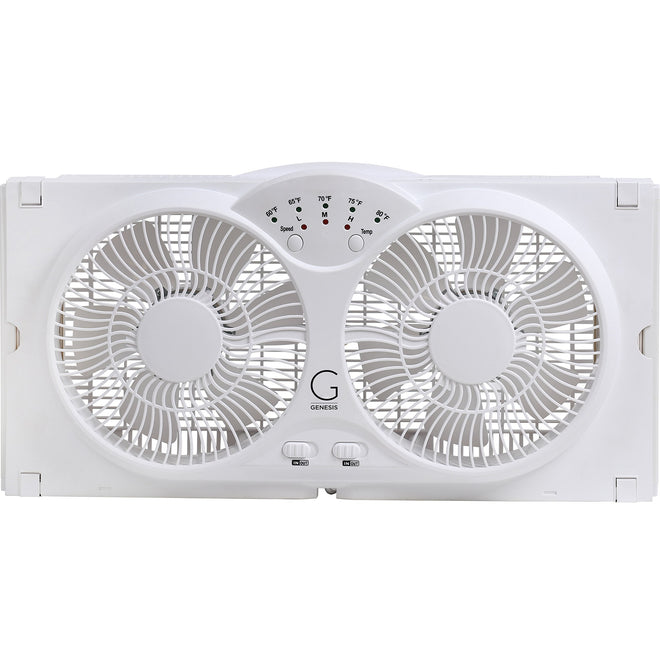 Genesis Twin Fan High Velocity Reversible AirFlow Fan, LED Indicator Lights Adjustable Thermostat & Max Cool Technology, ETL Certified, White (A1WINDOWFAN) 🍁 All In One Marketplace Canada