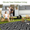 OPPODREAM Outdoor Rug 5x7 Ft, Waterproof Outdoor Plastic Straw Rug for Patio, Reversible Out Door Carpet for Camping, Deck, Rv, 5 x 7 Area Carpet Balcony, Porch, Backyard, Black and White 🍁 All In One Marketplace Canada