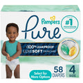 Pampers Pure Baby Diapers, Size 4, Up to 100% Leakproof, Premium Hypoallergenic Soft Diapers, 1 Pack (Count of 58) 🍁 All In One Marketplace Canada