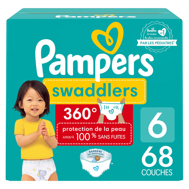 Pampers Diapers - Swaddlers 360 degrees - Size 6, 68 Count, up to 100% Leakproof Comfy Dry Fit, EZ Off Tabs Designed for Easy Changes, Pull On Diaper 🍁 All In One Marketplace Canada