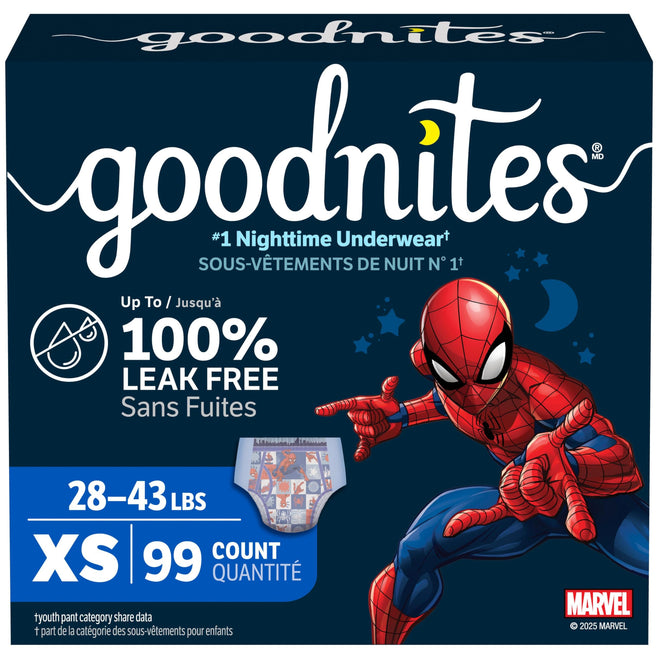 GoodNites Nighttime Bedwetting Underwear, Boys' XS (28-43 lb.), 99 Ct 🍁 All In One Marketplace Canada