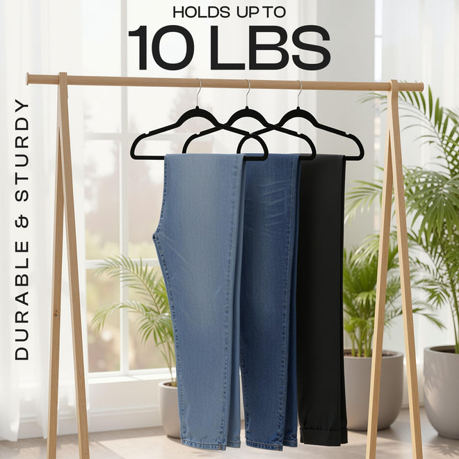 Utopia Home Velvet Hangers 30 Pack, Heavy Duty, Non-Slip, Space Saving Felt Clothes Hangers with 360° Hook & Notches (Black) 🍁 All In One Marketplace Canada