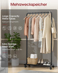 Sakugi Clothing Rack - Movable Multi-Functional Coat Rack with 4 Universal Wheels, Long-Lasting Metal Clothes Rack with Extra Storage Shelf for Bedroom, Office, Laundry(Black, 73W x 43.5D x 150H cm) 🍁 All In One Marketplace Canada