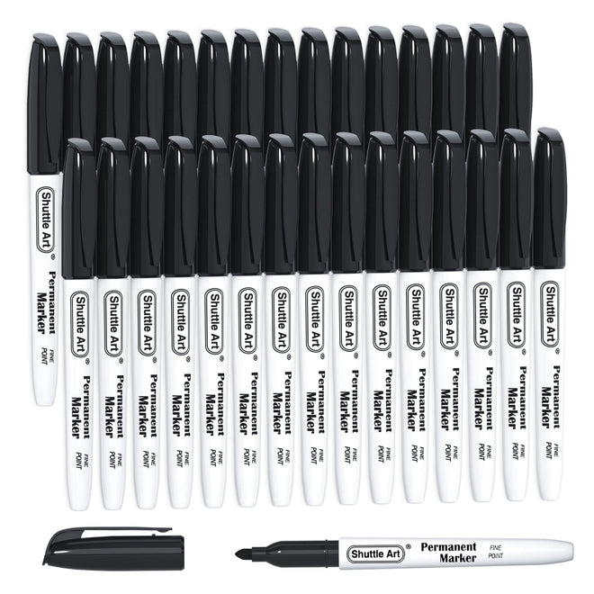 Shuttle Art Permanent Markers, 30 Pack Black Permanent Marker set,Fine Point, Works on Plastic,Wood,Stone,Metal and Glass for Doodling, Marking… 🍁 All In One Marketplace Canada