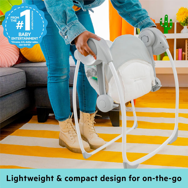 Bright Starts Portable Automatic 6-Speed Baby Swing, Compact Easy-Fold, Music, Toy Bar, 0-9 Months 6-20 lbs (Whimsical Wild) 🍁 All In One Marketplace Canada