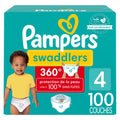 Pampers Diapers - Swaddlers 360 degrees - Size 4, 100 Count, up to 100% Leakproof Comfy Dry Fit, EZ Off Tabs Designed for Easy Changes, Pull On Diaper 🍁 All In One Marketplace Canada