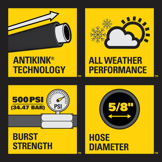 Stanley Fatmax Professional Grade Water Hose, 50' x 5/8", Yellow 500 PSI 🍁 All In One Marketplace Canada