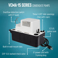Little Giant VCMA-15ULST 115 Volt, 65 GPH, 1/50 HP Automatic Condensate Removal Pump for HVAC/Refrigeration Systems/Dehumidifiers with Overflow Detection Switch and 20-Foot Tubing, Black/White, 554415 🍁 All In One Marketplace Canada