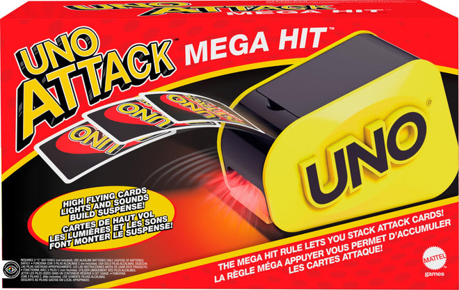 Mattel Games UNO Attack Mega Hit Card Game with Random-Action Launcher with Lights & Sounds & 112 Cards, Kid, Teen & Adult Game Night Ages 7 Years & Older 🍁 All In One Marketplace Canada