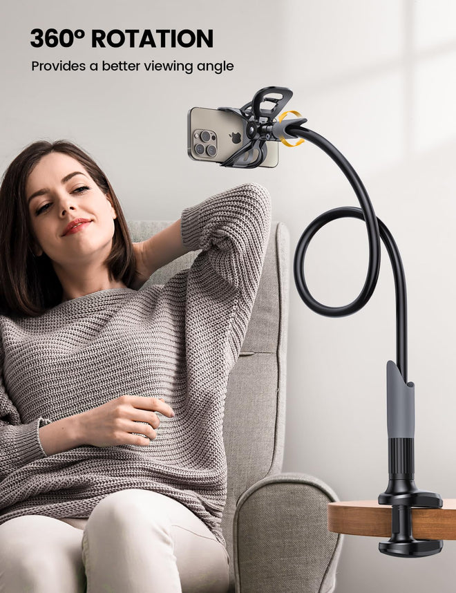 Phone Holder Bed Gooseneck Mount - Lamicall Cell Phone Stand Clamp Clip for Desk, Flexible Lazy Long Arm Headboard Bedside for iPhone 13 14 15 16 17 Pro Max Mini Plus, S24 S25 Ultra, 4-7" Smartphones 🍁 All In One Marketplace Canada