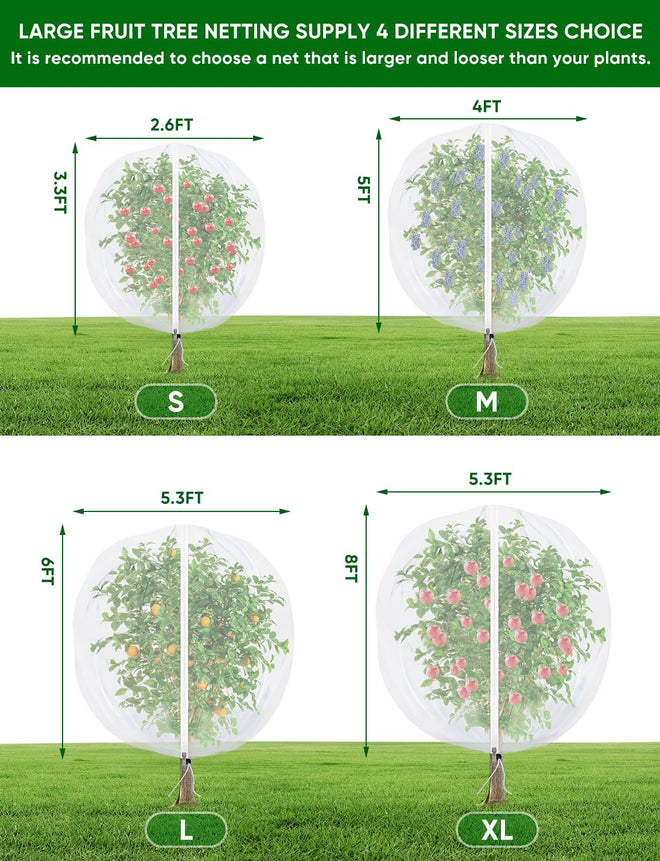 4Pack Garden Fruit Tree Netting for Cicadas with Zipper 150 x 120cm Garden Bird Mesh Netting for Blueberry Bushes with Drawstring,Insect Plant Protection Mesh Net Bags for Tomato,Cicada,Animals 🍁 All In One Marketplace Canada