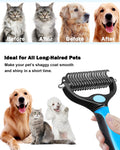 Dog and Cat Brush for Shedding and Dematting - Deshedding Undercoat Rake for Long Haired Dogs and Cats, Double Sided Pet Grooming Brush with Steel Comb, Blue 🍁 All In One Marketplace Canada