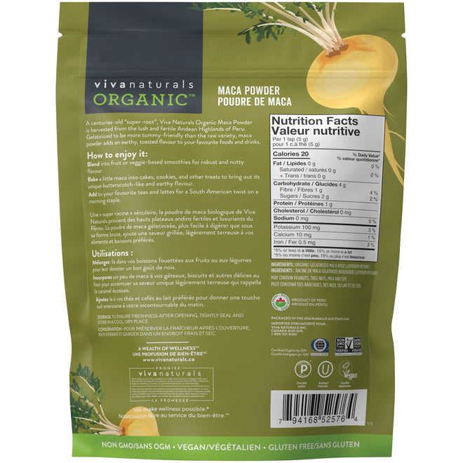 Viva Naturals Organic Maca Powder, Gelatinized Peruvian Maca Root Powder, Non-GMO, 1 lb 🍁 All In One Marketplace Canada